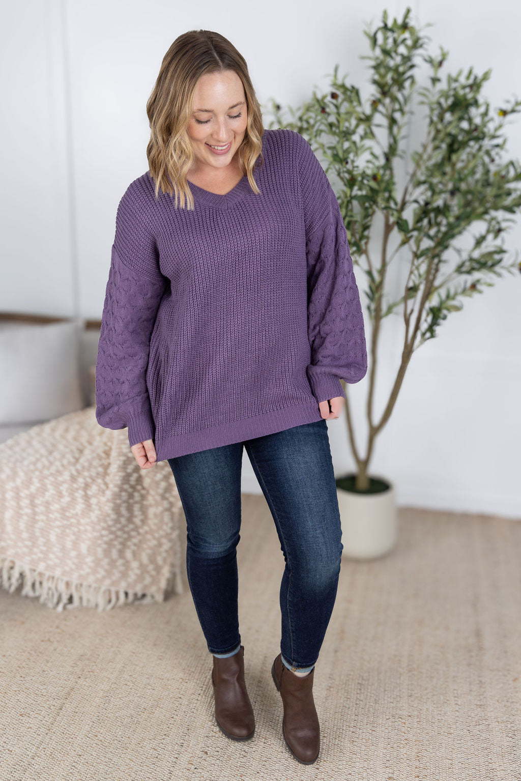 Talina Textured Sweater - Purple